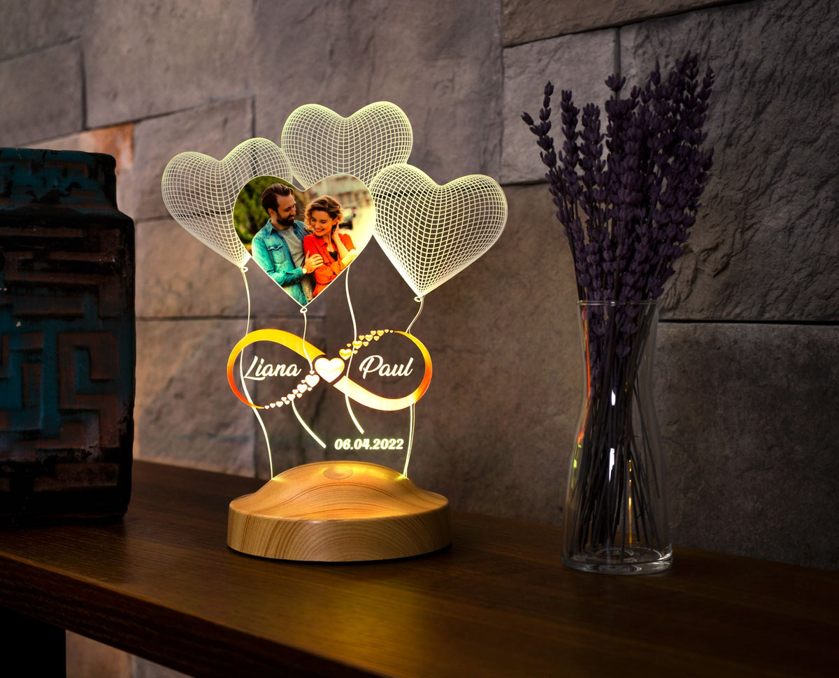 Photo lamp with desired text & picture night light Infinite love