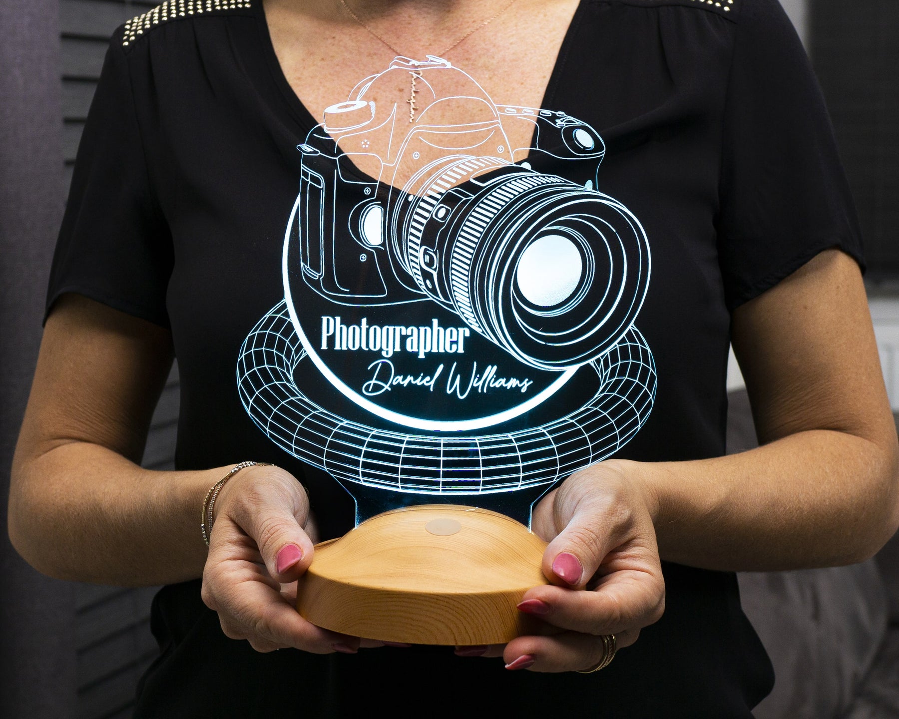 Photo camera LED lamp as a gift for photographers 3D illusion lamp