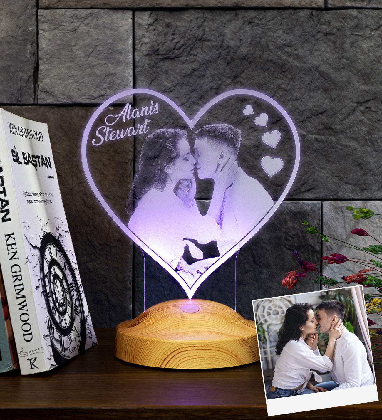 Photo gifts with desired text & your own heart-shaped picture