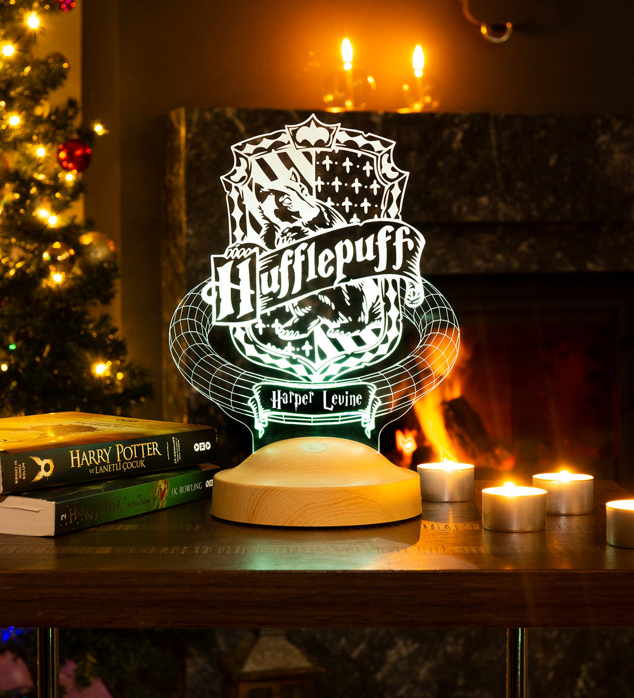 Harry Potter Hogwarts Hufflepuff Personalized UV Printed Gift Wooden Cutout & Gift Box