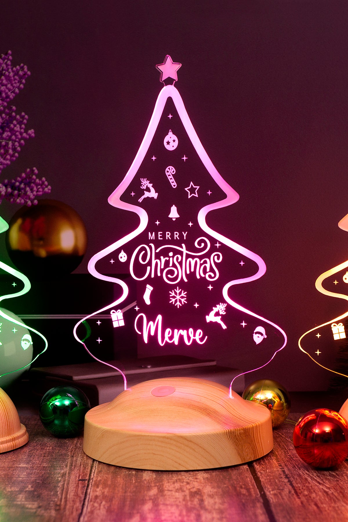 Christmas Tree Sweet Theme Personalized Lamp with Engraving