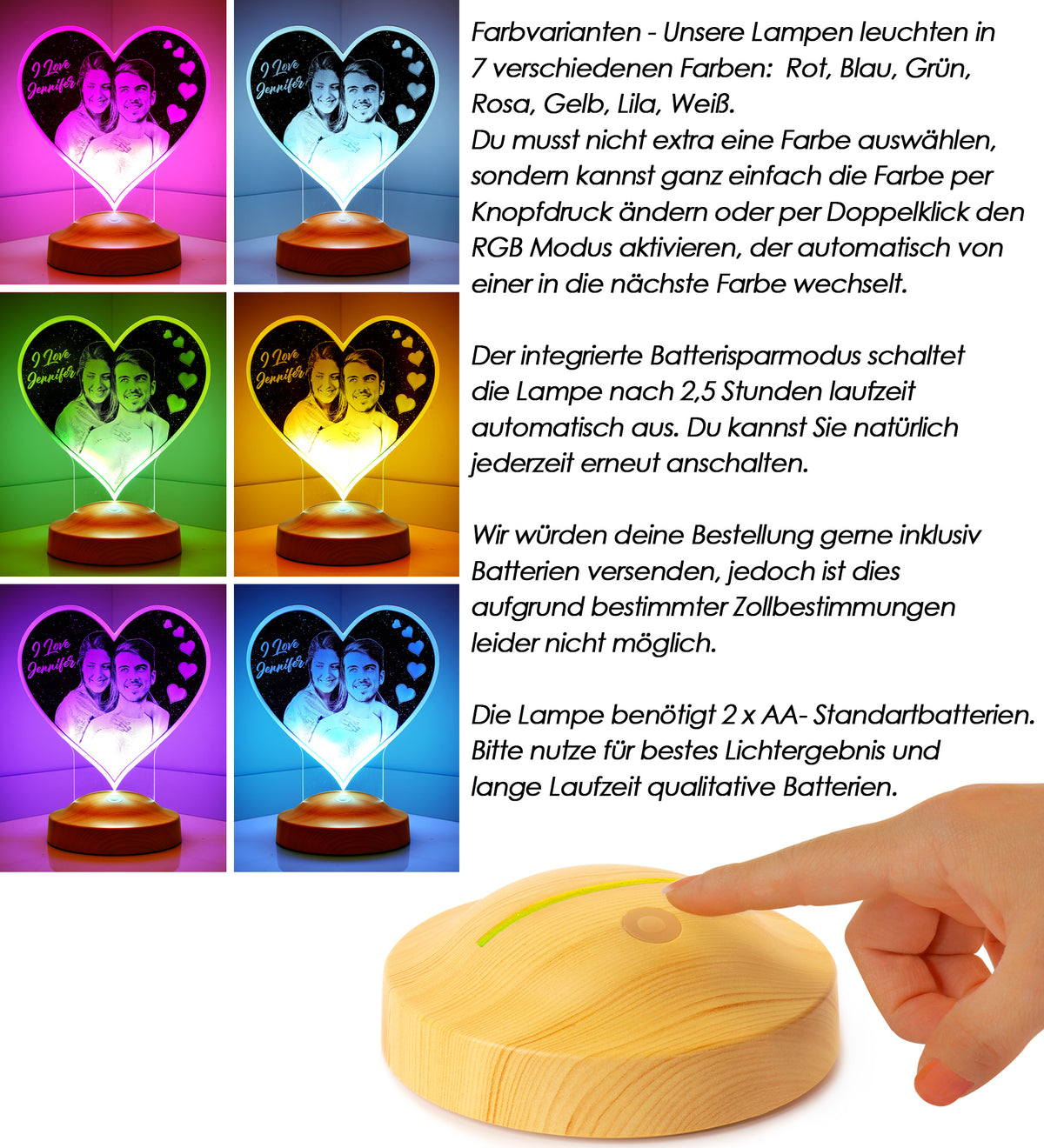 Photo gifts with desired text & your own heart-shaped picture