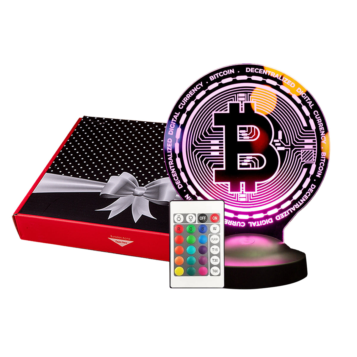 Bitcoin Lamp 3D Vision LED Night Light Gift for Birthday