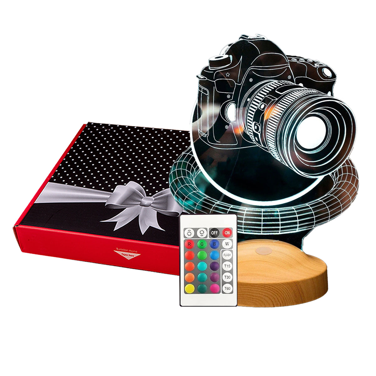 Photo camera LED lamp as a gift for photographers 3D illusion lamp