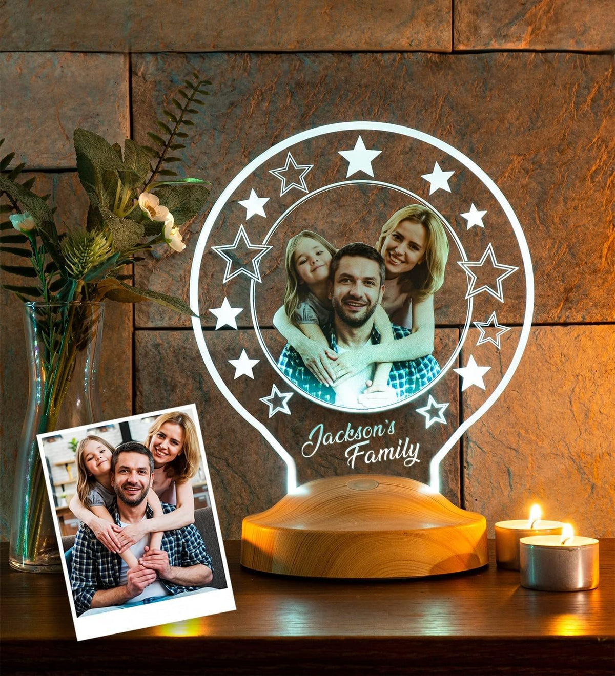 Photo gifts with desired text & your own picture Round