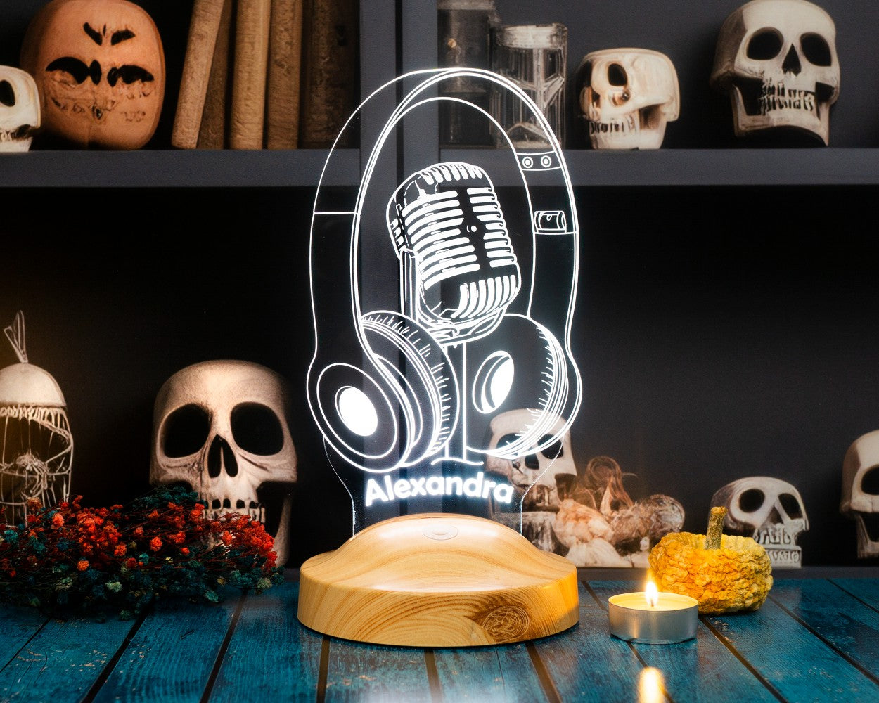 Headphone Microphone 3D Lamp Personalized Gift