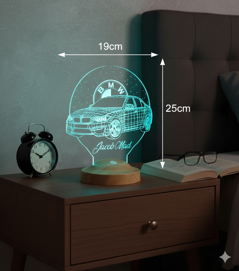 Car gift item LED lamp with engraving, gift idea for automobile fans