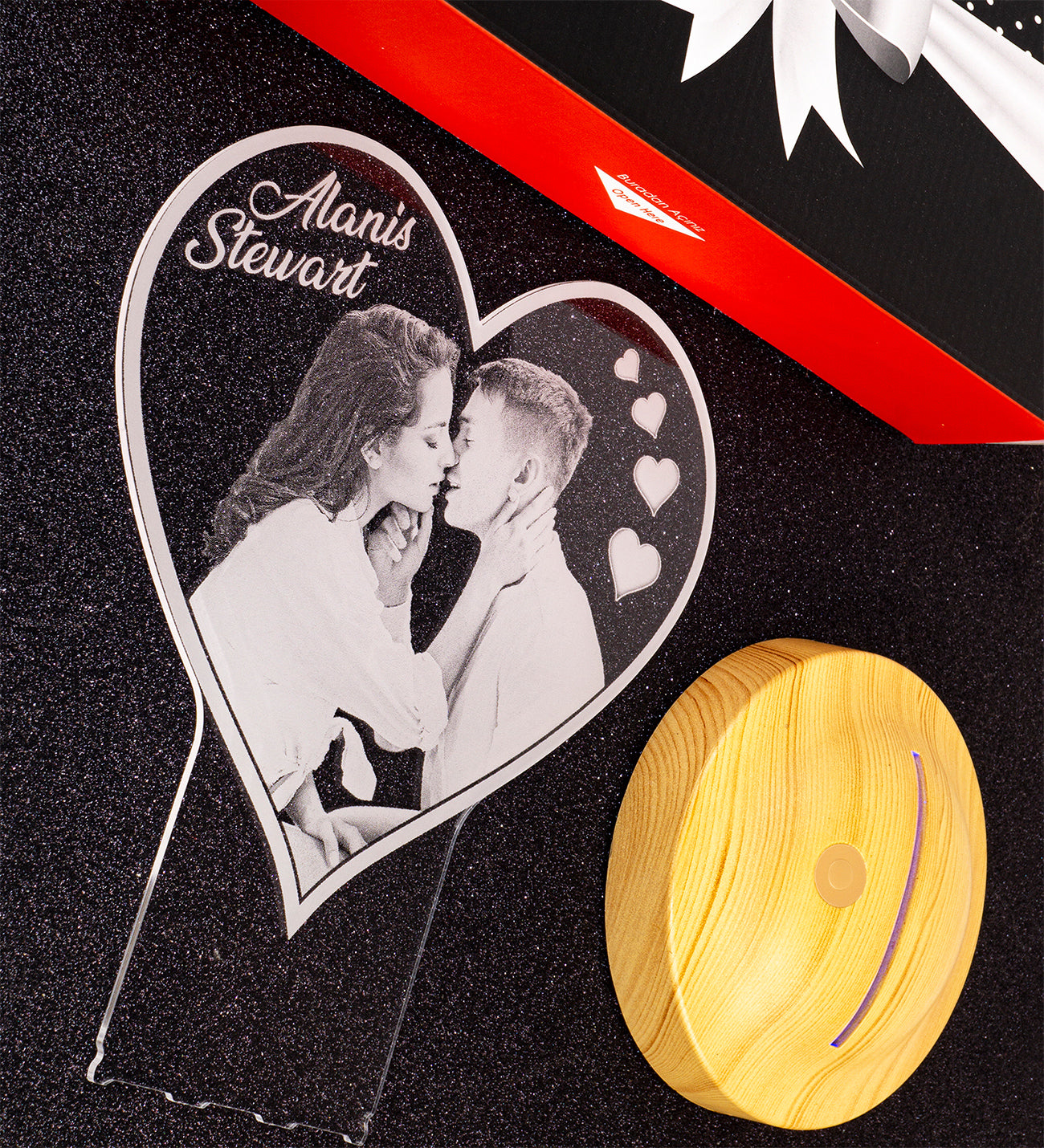 Photo gifts with desired text & your own heart-shaped picture
