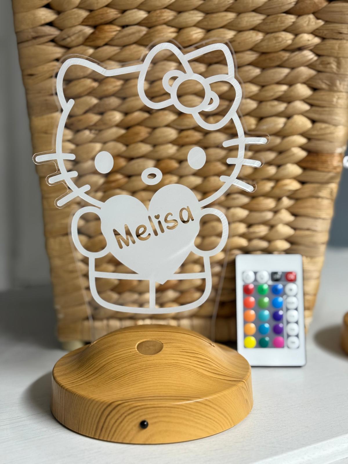 Personalisierte Süße Kitty 3D Nachtlampe | Geschenk für Mädchen | Kinderzimmer Deko | Babyzimmer