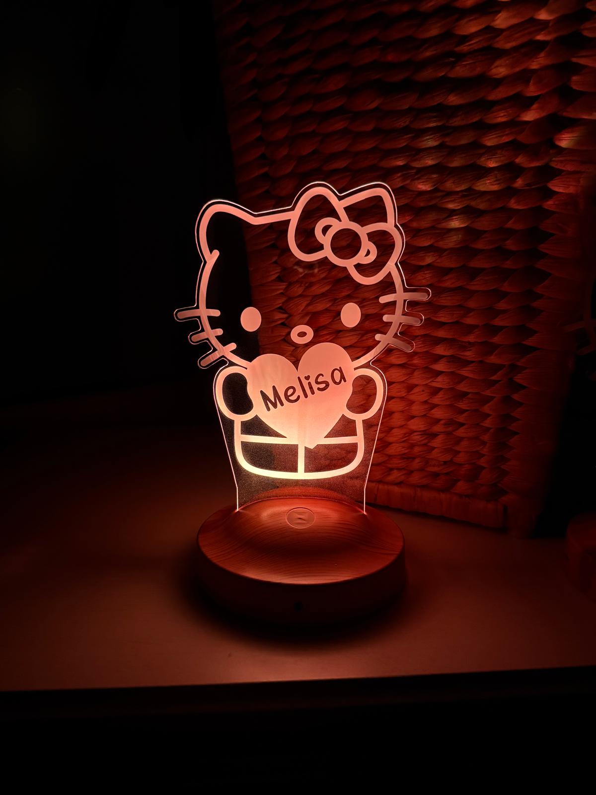 Personalisierte Süße Kitty 3D Nachtlampe | Geschenk für Mädchen | Kinderzimmer Deko | Babyzimmer