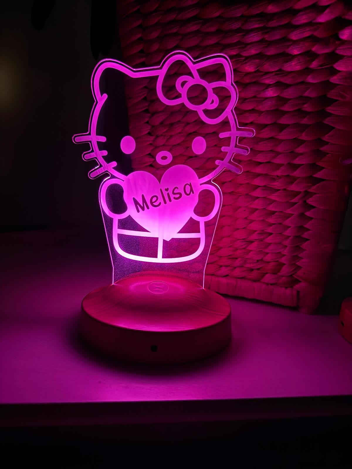 Personalisierte Süße Kitty 3D Nachtlampe | Geschenk für Mädchen | Kinderzimmer Deko | Babyzimmer