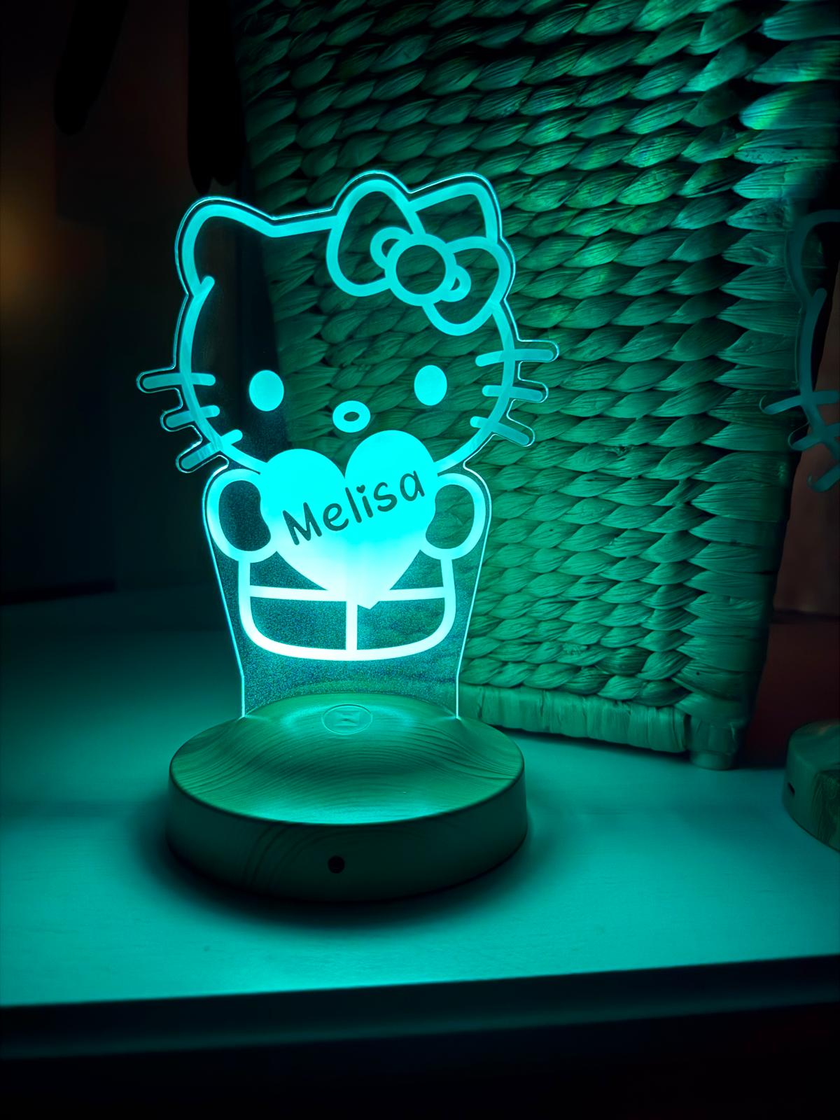 Personalisierte Süße Kitty 3D Nachtlampe | Geschenk für Mädchen | Kinderzimmer Deko | Babyzimmer
