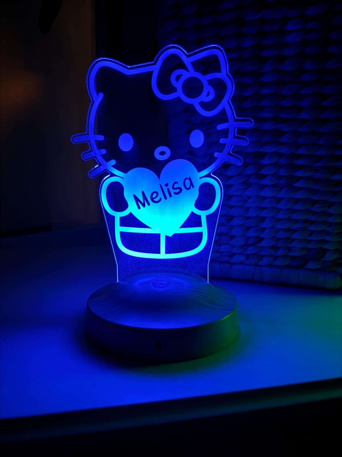 Personalisierte Süße Kitty 3D Nachtlampe | Geschenk für Mädchen | Kinderzimmer Deko | Babyzimmer