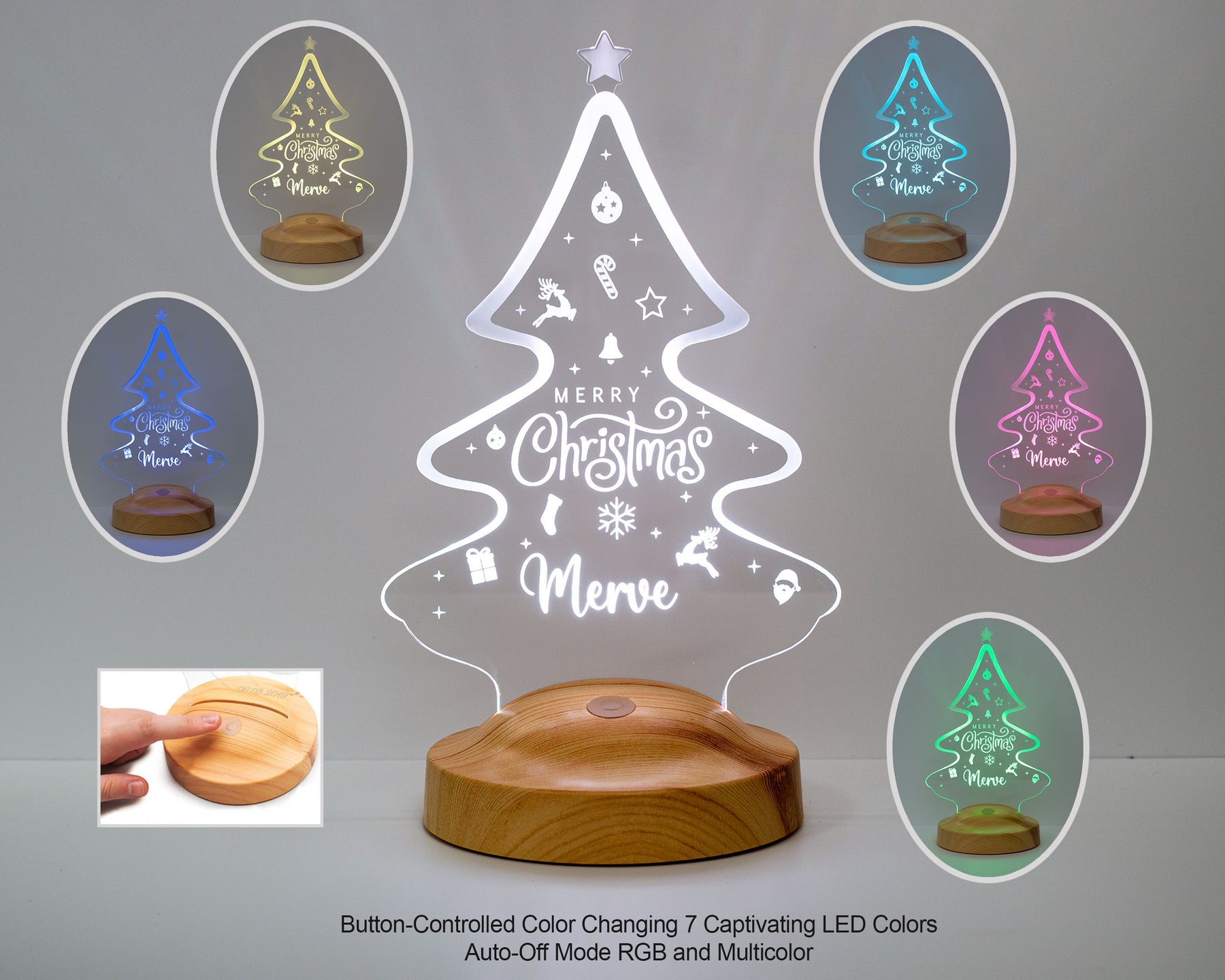 Christmas Tree Sweet Theme Personalized Lamp with Engraving