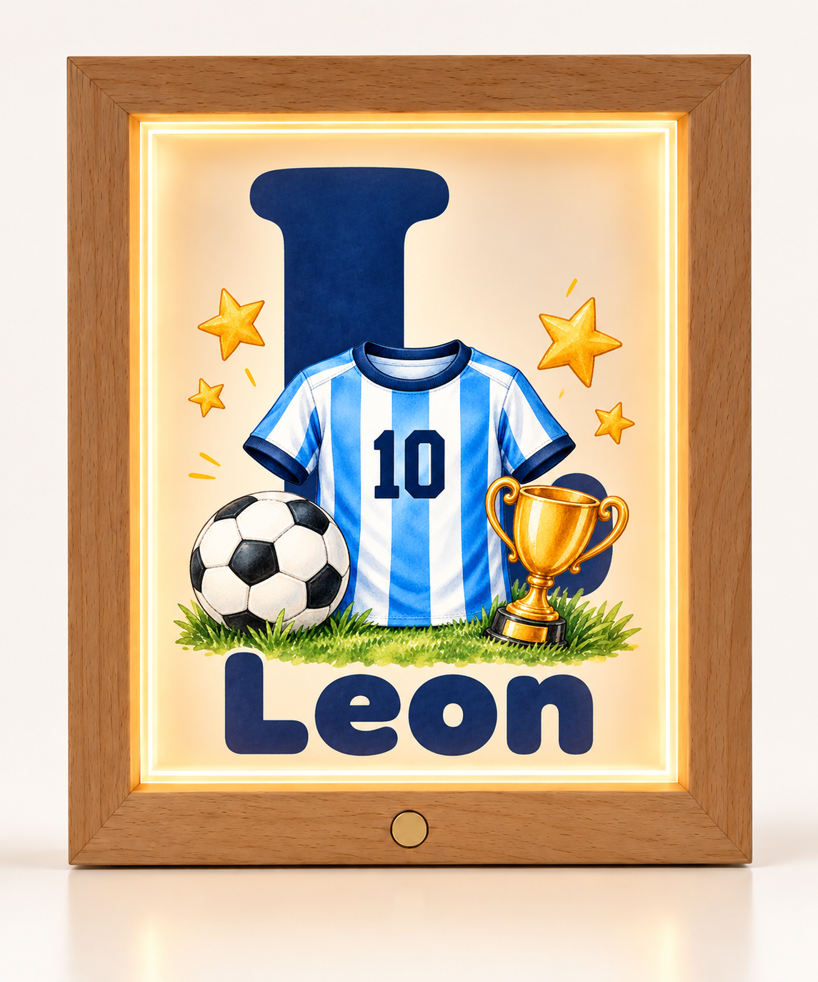 Fußball Nachtlicht mit Initiale L Leon und Nummer 10