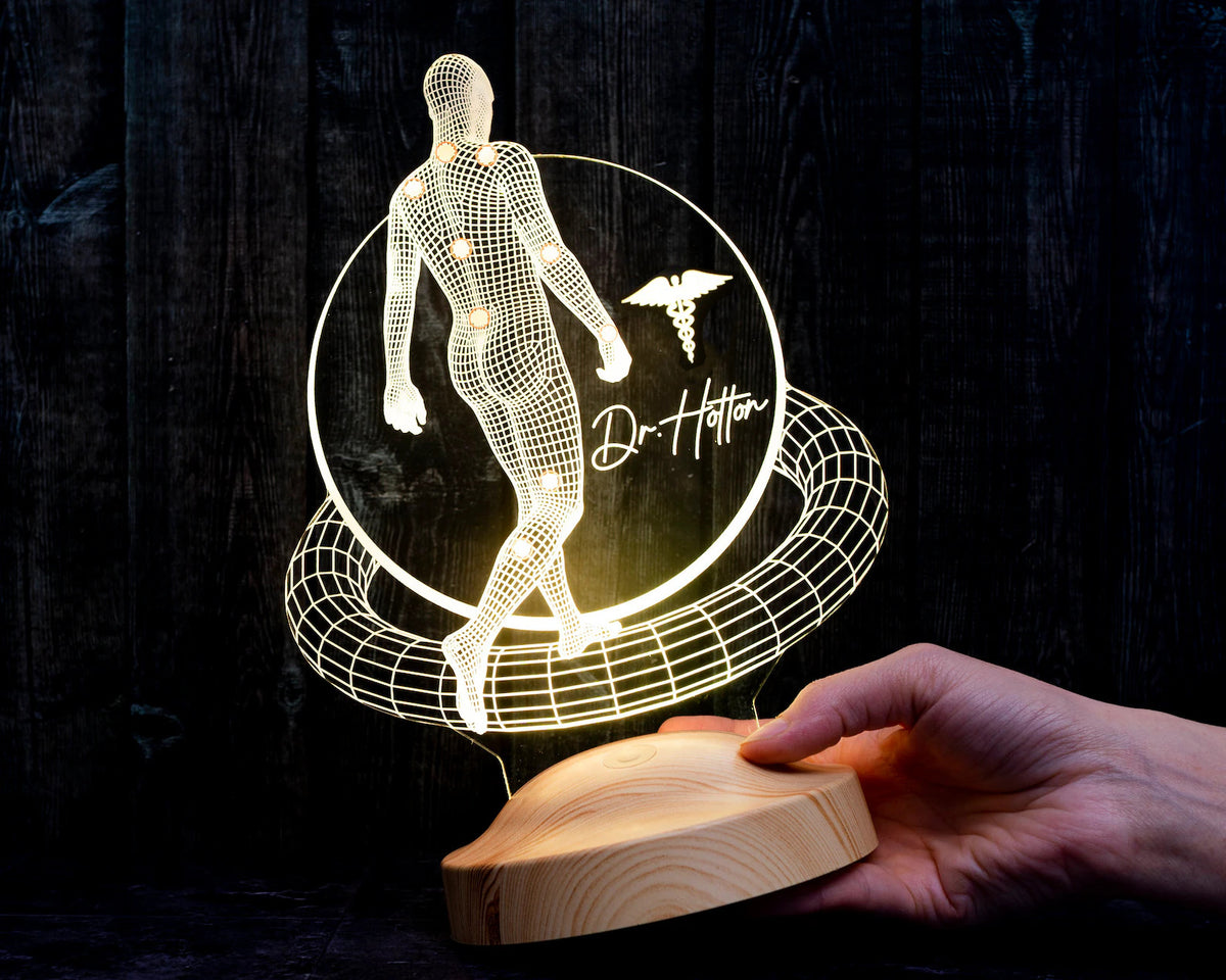 3D Physio Led Lamp with Name Engraving, Thank You for Physiotherapists, Christmas Gifts for Physiotherapists, Physiotherapist Gift