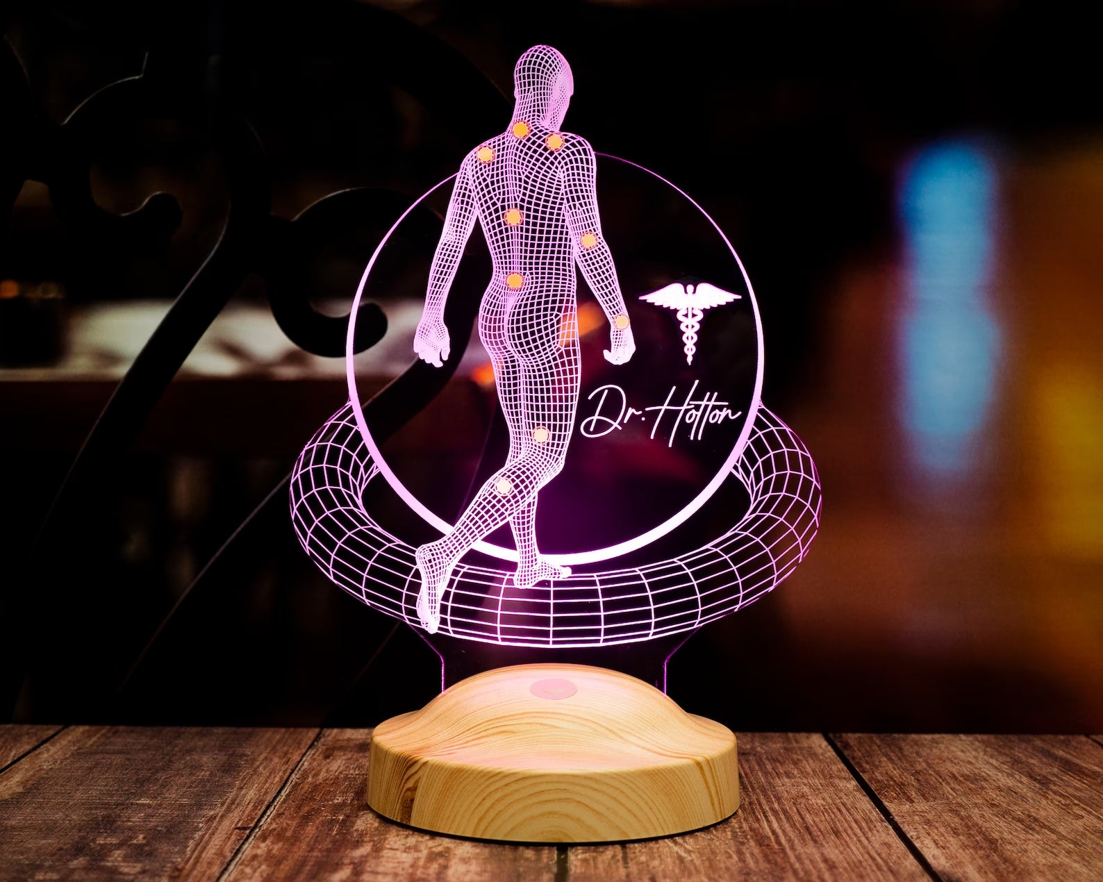 3D Physio Led Lamp with Name Engraving, Thank You for Physiotherapists, Christmas Gifts for Physiotherapists, Physiotherapist Gift