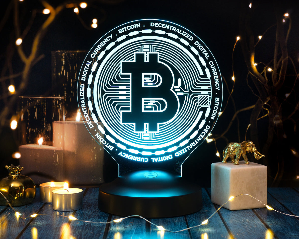 Bitcoin Lamp 3D Vision LED Night Light Gift for Birthday