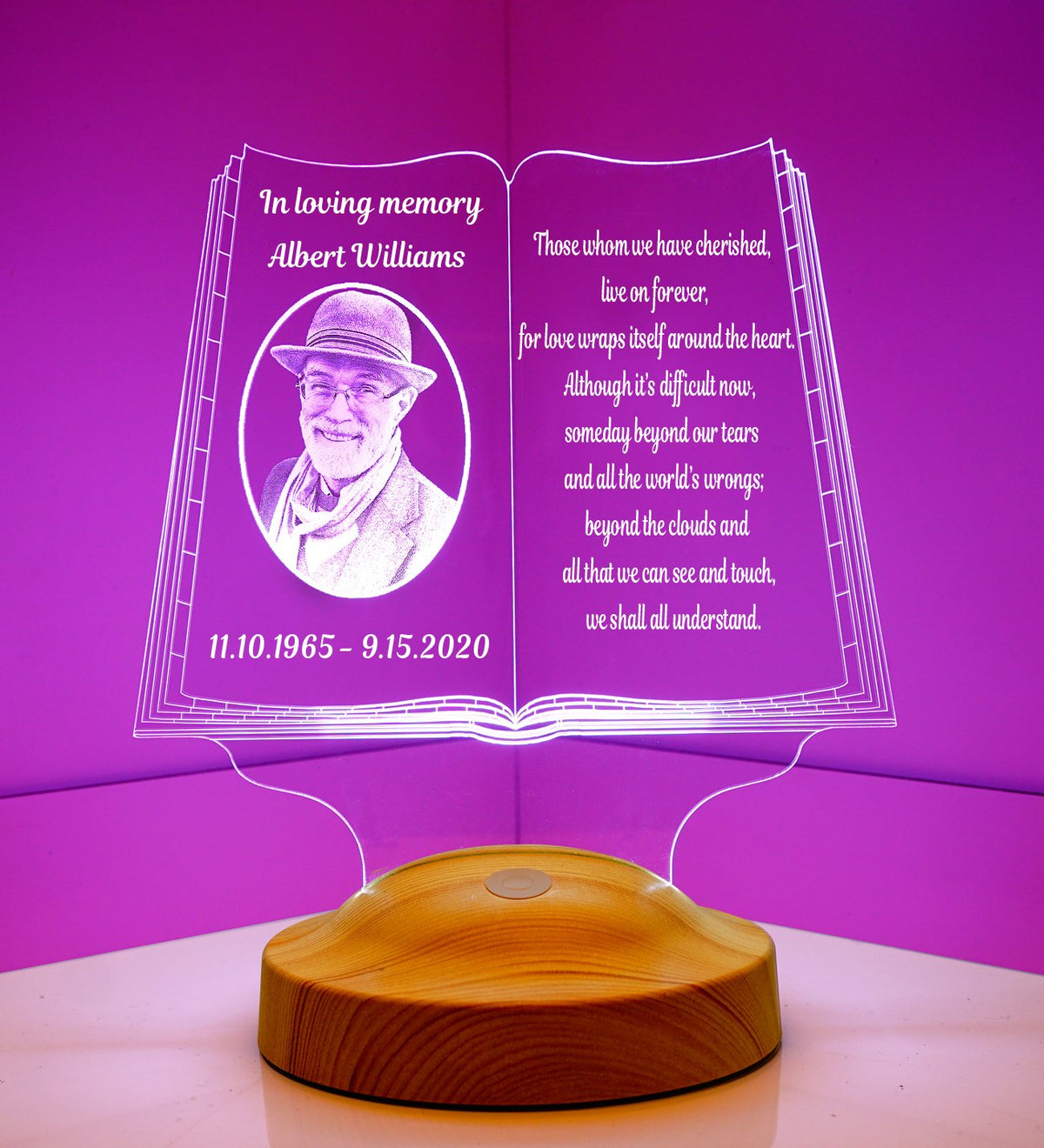 Condolences Personalized lamp with text of your choice