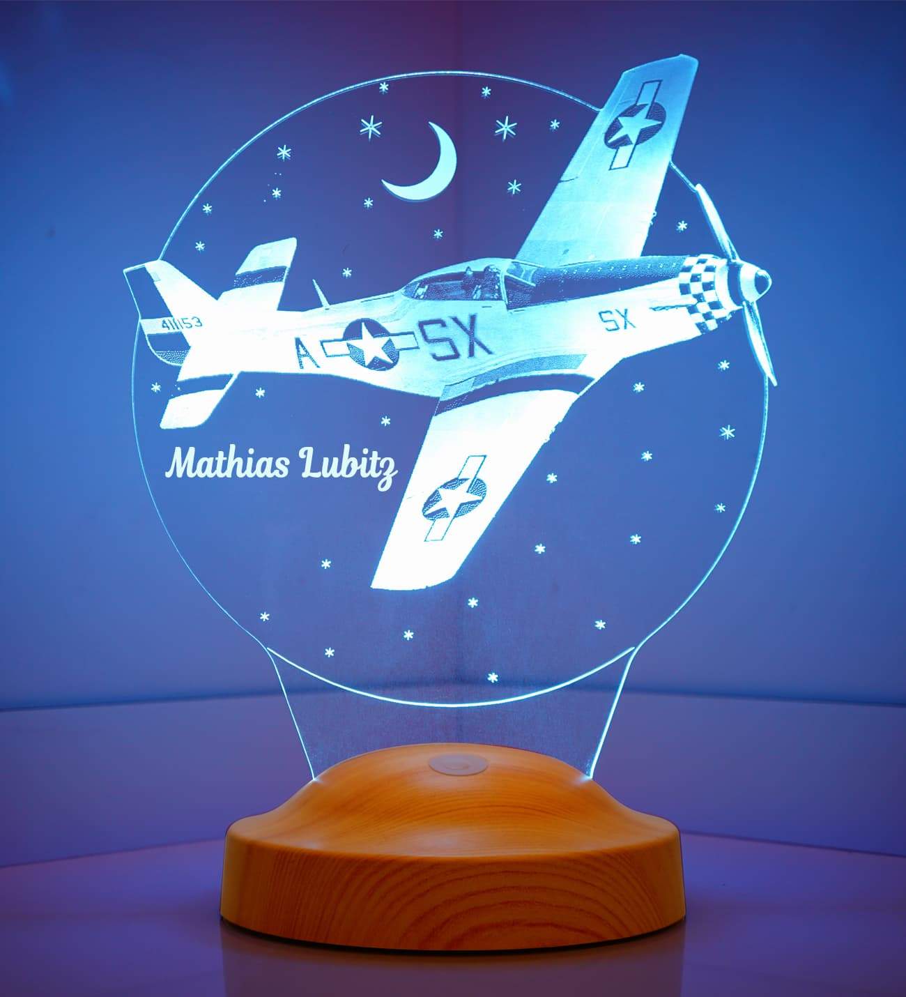 Airplane Personalized lamp for boy with text of your choice