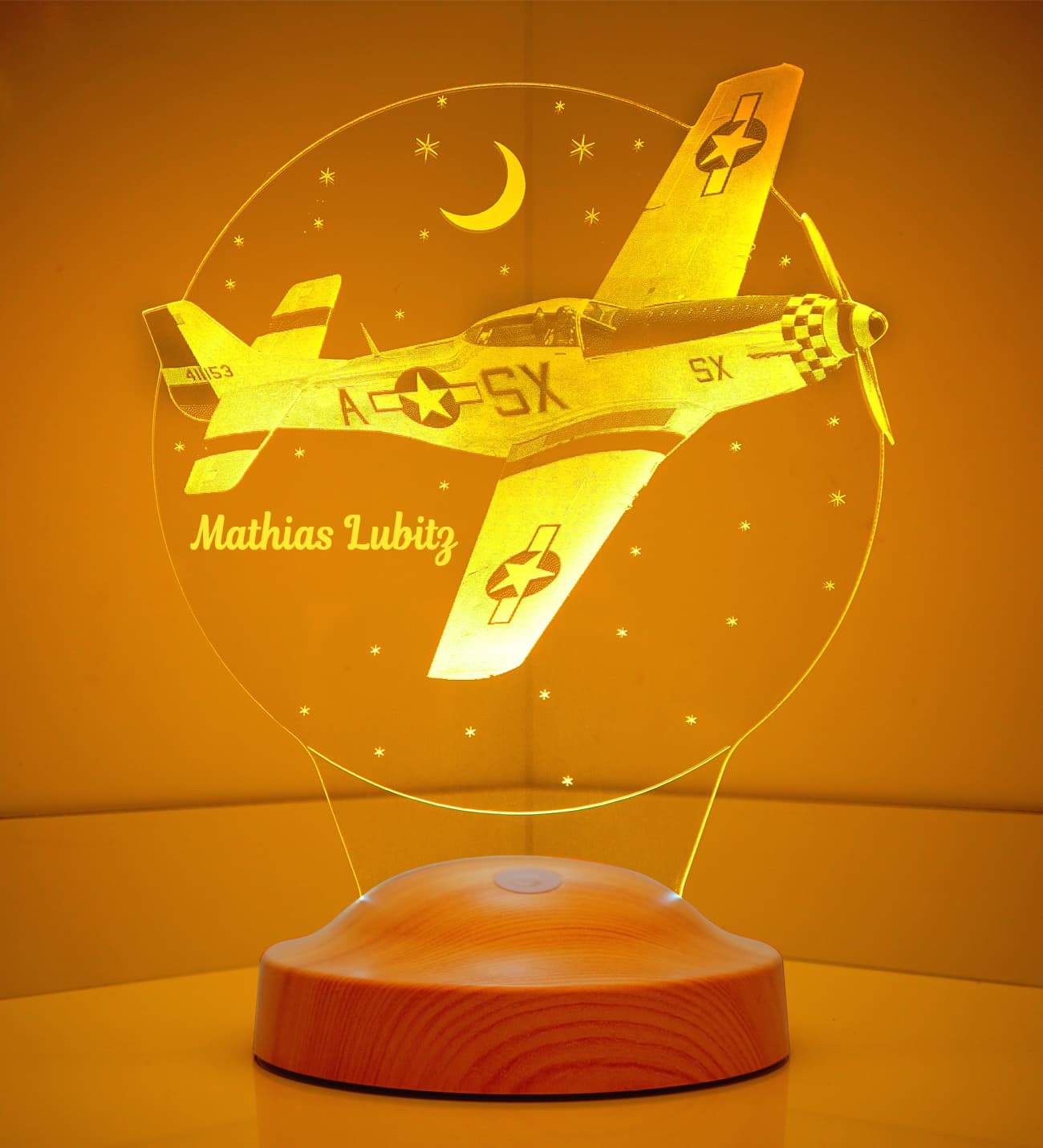 Airplane Personalized lamp for boy with text of your choice
