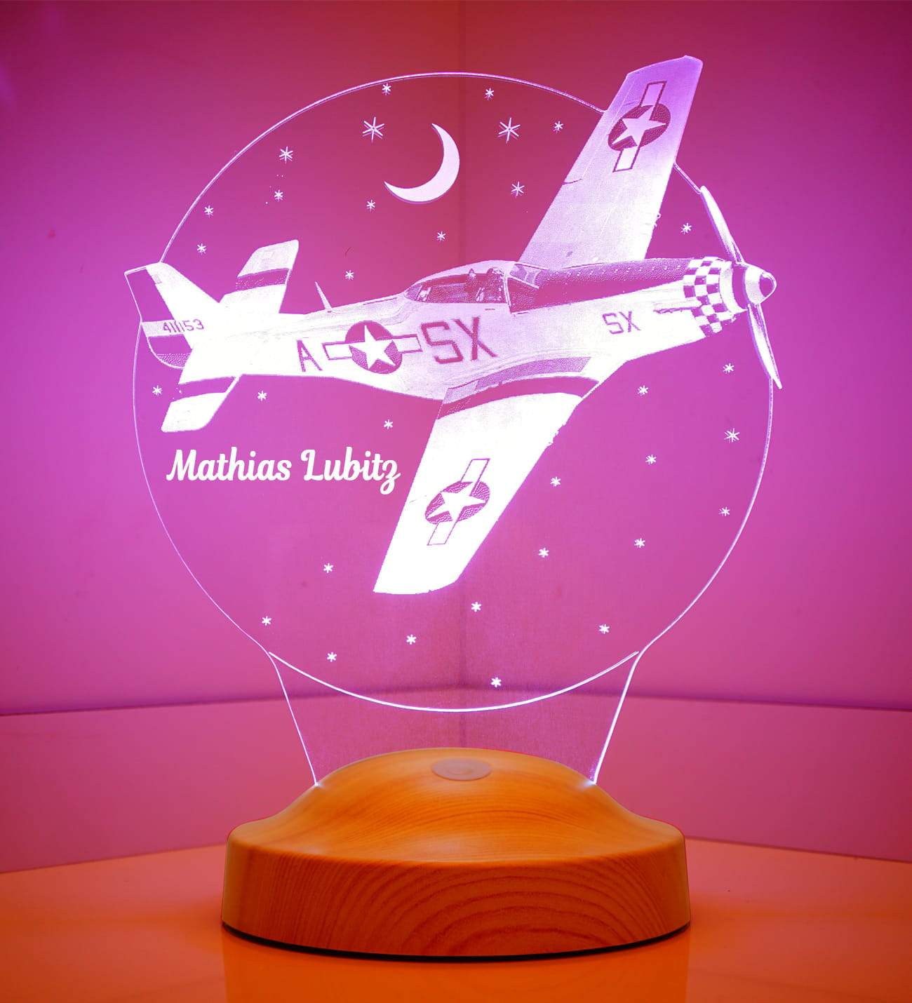 Airplane Personalized lamp for boy with text of your choice