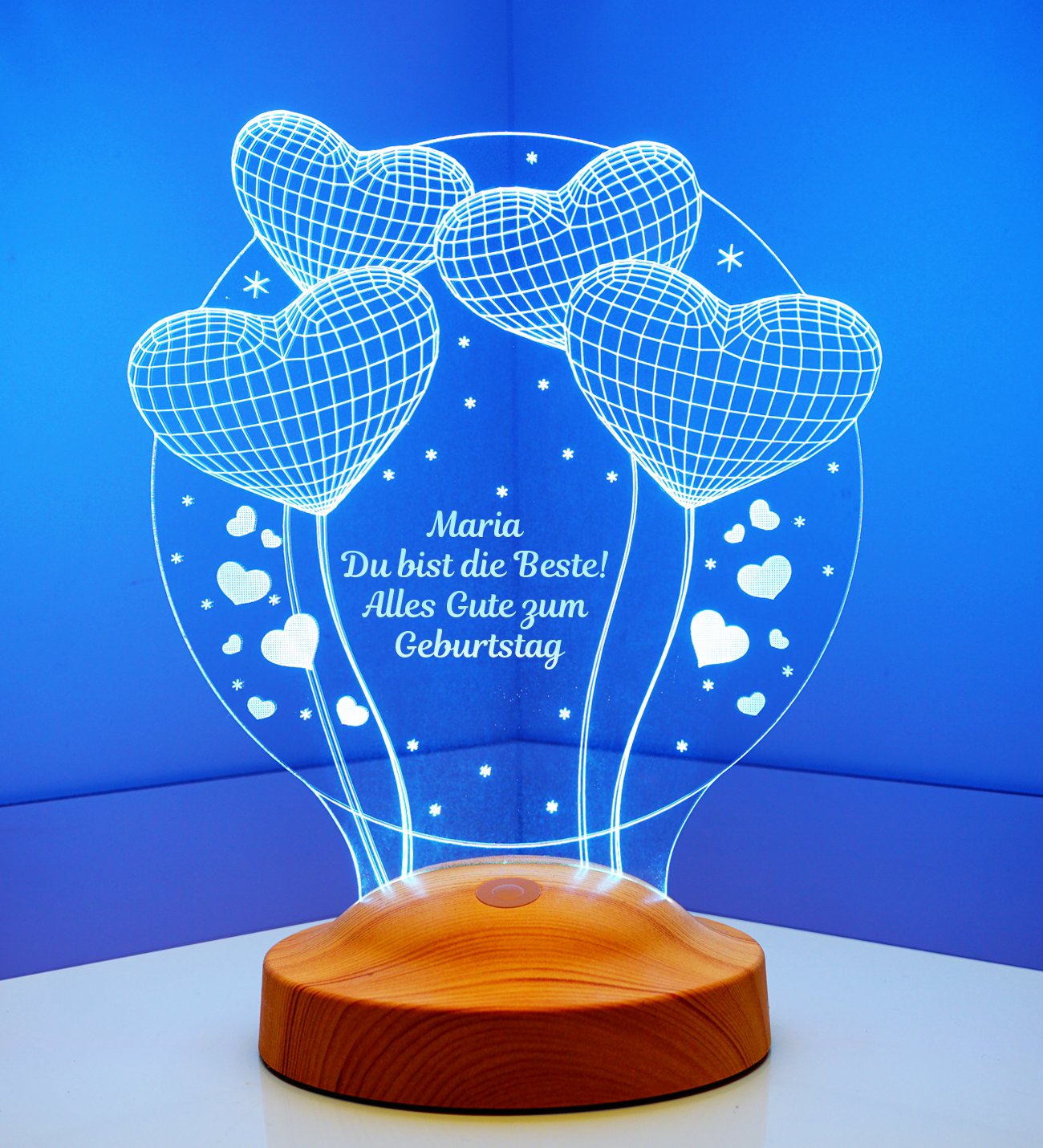 Balloon Hearts Birthday Gift Personalized lamp with text of your choice