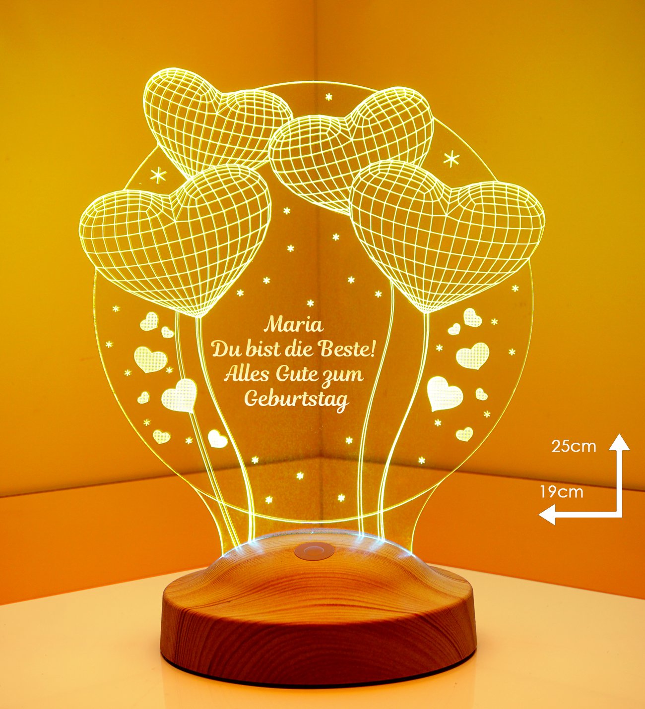 Balloon Hearts Birthday Gift Personalized lamp with text of your choice