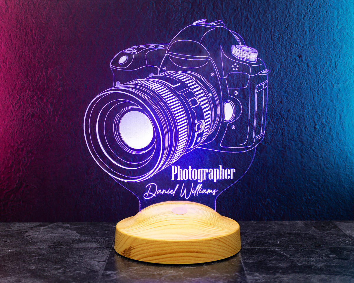Photo camera LED lamp as a gift for photographers 3D illusion lamp