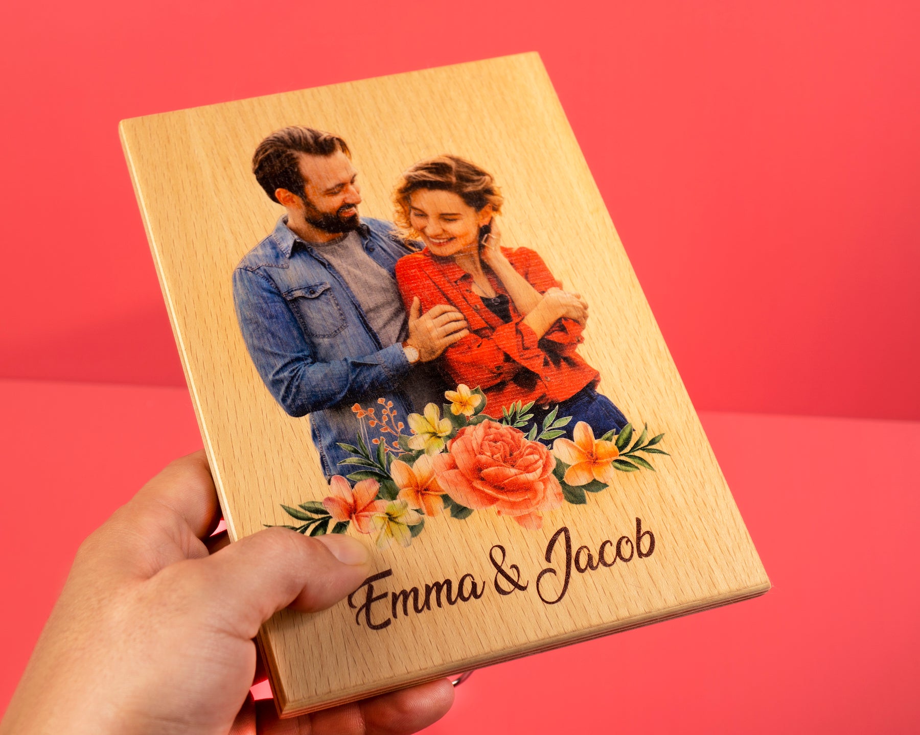 Personalized photo gift on solid wood for special moments of happiness 15x21cm