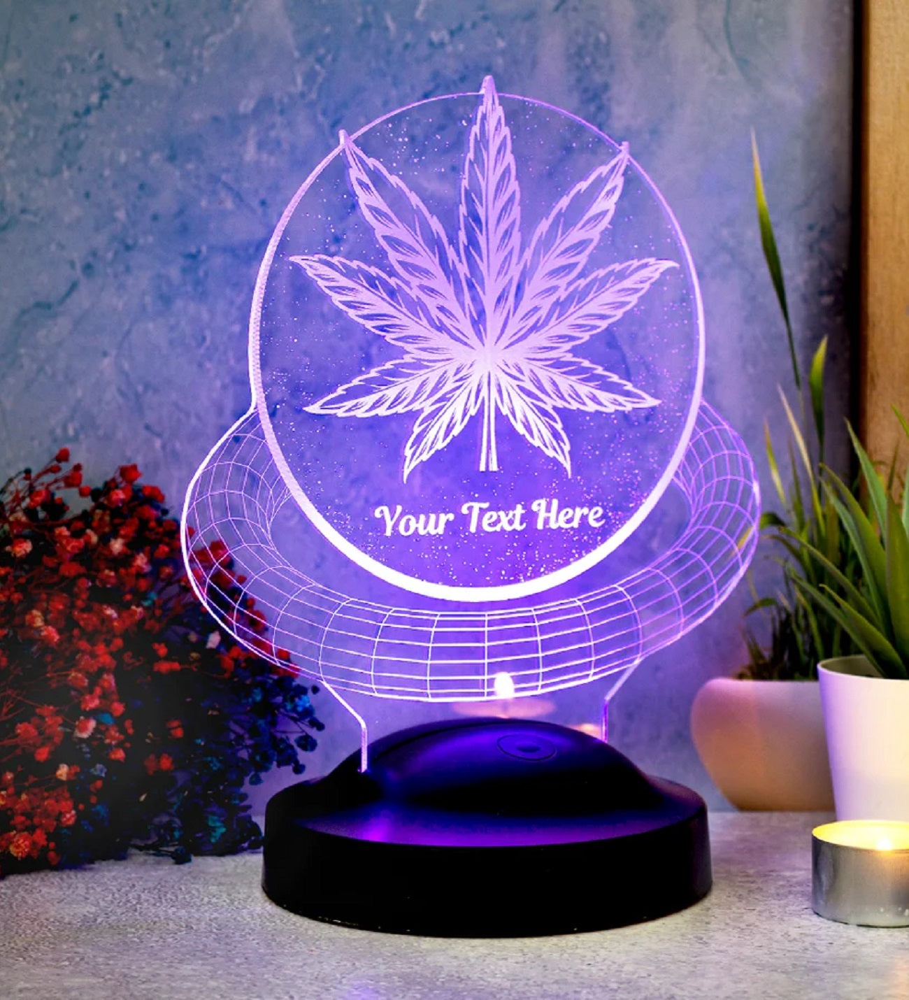 CANNABIS PERSONALIZED LAMP WITH DESIRED TEXT