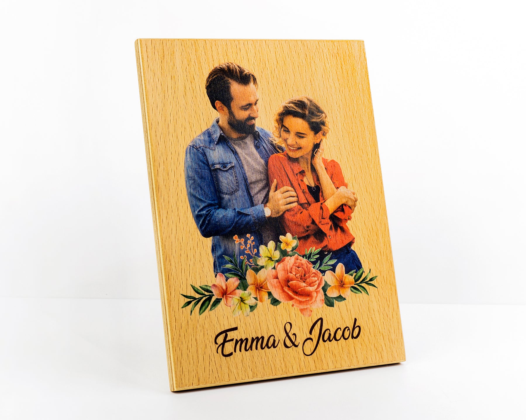 Personalized photo gift on solid wood for special moments of happiness 15x21cm