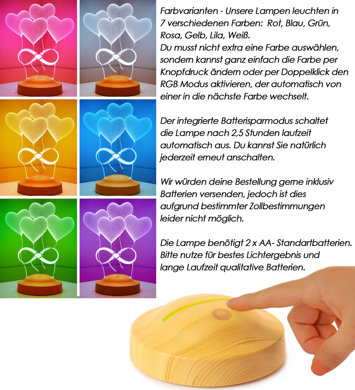 Balloon Hearts Infinity Valentine's Day Gift Personalized Engraved Lamp