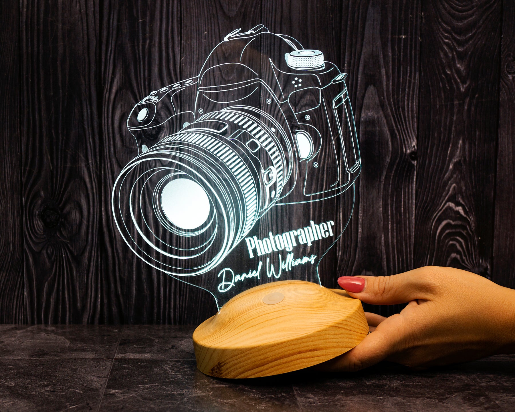 Photo camera LED lamp as a gift for photographers 3D illusion lamp
