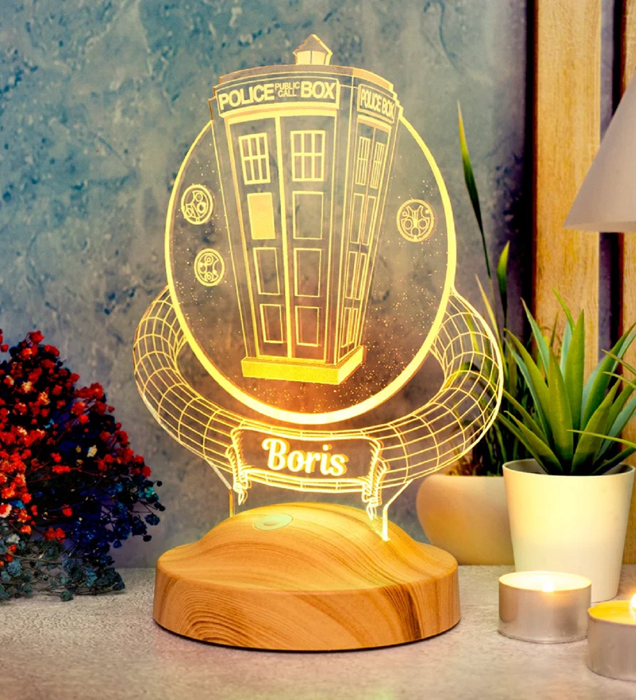 DR WHO TARDIS PERSONALIZED 3D LAMP WITH YOUR NAME