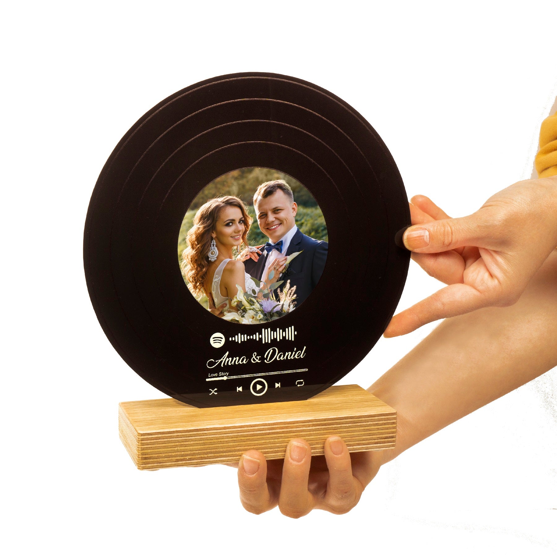 Personalized Vinyl Record Standee Spotify Song and Picture with High Quality UV Print Wooden Standee & Gift Box