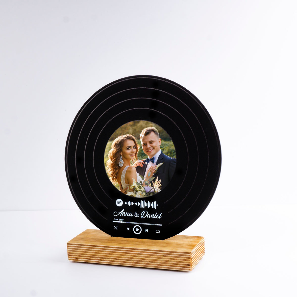 Personalized Vinyl Record Standee Spotify Song and Picture with High Quality UV Print Wooden Standee & Gift Box