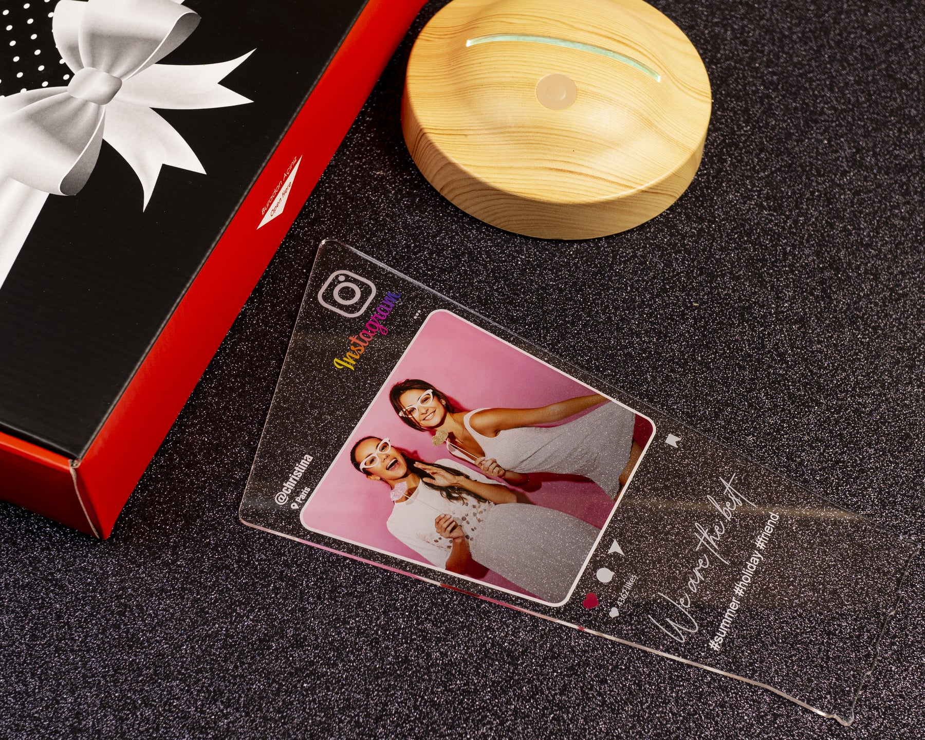 Personalized photo lamp gift as an Instagram post with text of your choice & your own picture with high-quality UV printing for Mother's Day