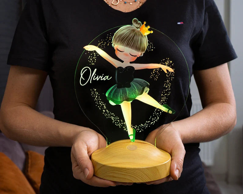 Ballerina Personalized Gifts 3D Lamp with Name UV Printing Birthday Gift Children's Room Bedside Lamp