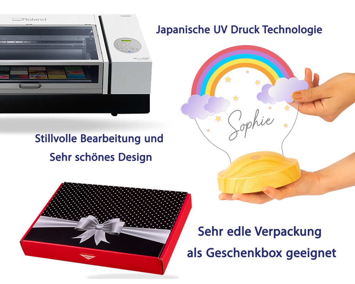Personalized UV Printing Lamp Rainbow 3D Led Birthday Christmas Christening Gift