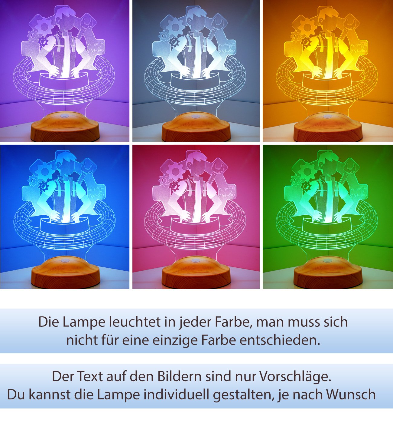 Personalized gifts Lamp for engineers or technicians with text of your choice