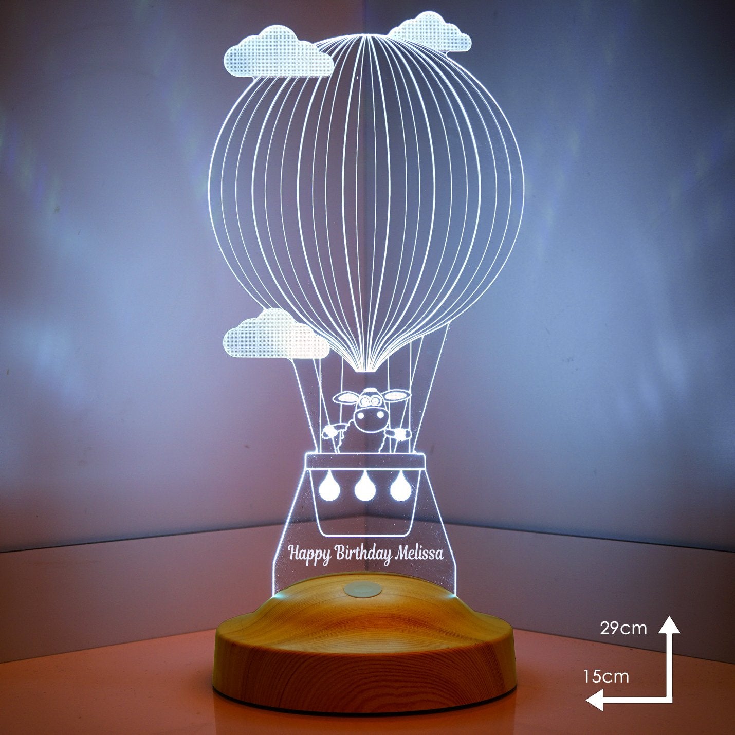 Sheep in a Hot Air Balloon Personalized Gifts Lamp with custom text