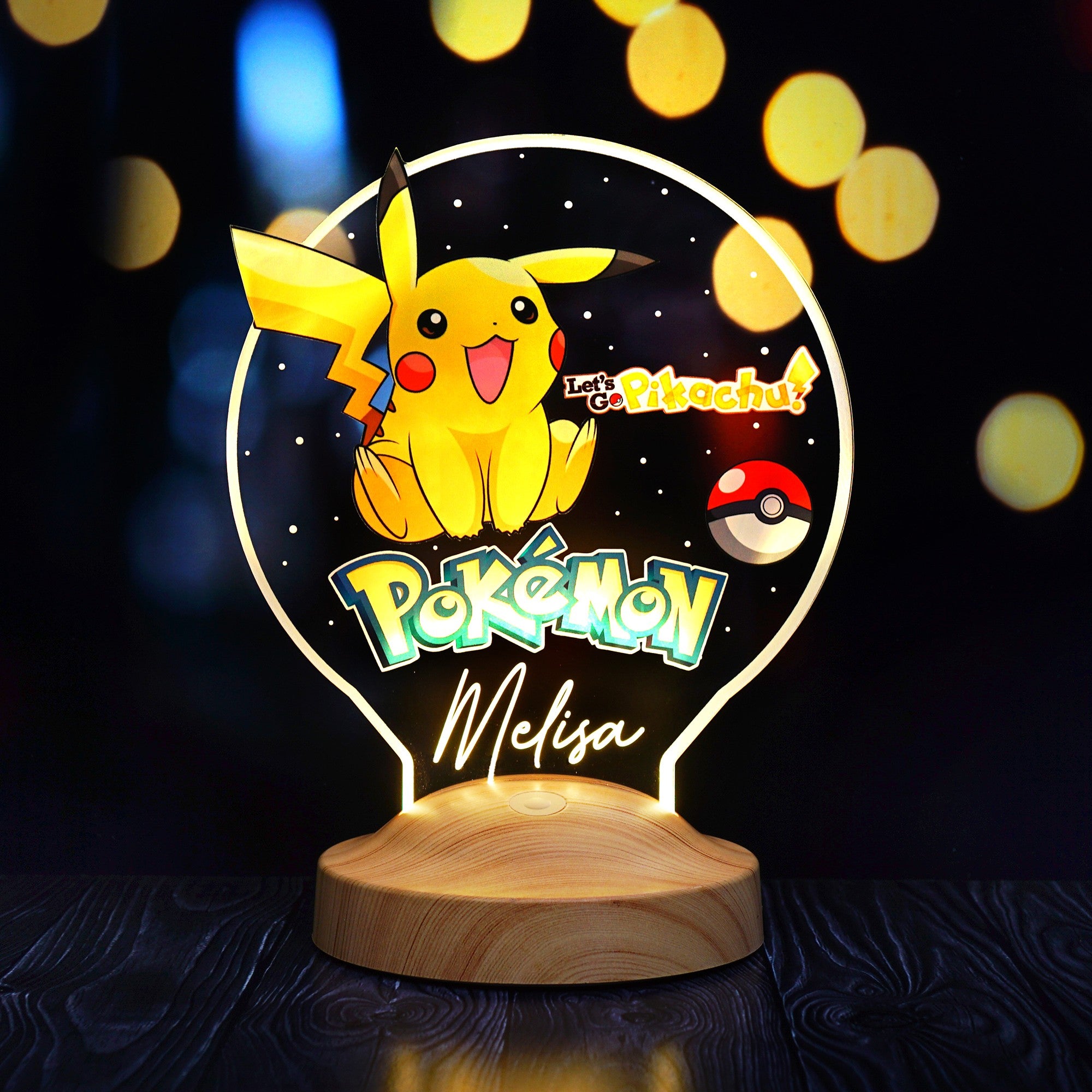 Personalized children's room lamp with UV print Pikachu