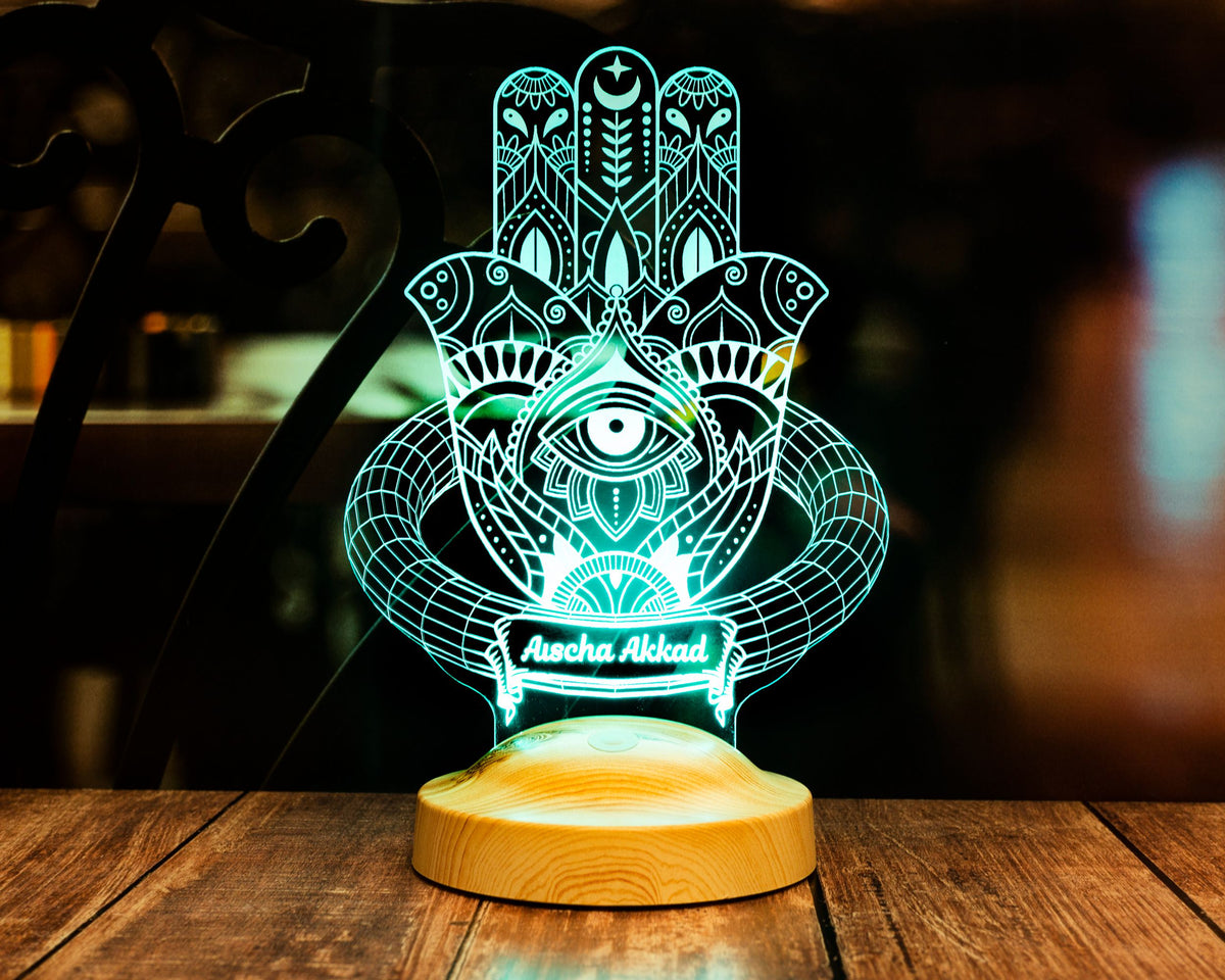 Hamsa Ramadan Decoration Islamic Eid Mubarak Decoration 3D LED Lamp 