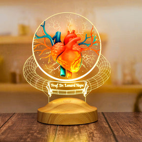 Personalized 3D Cardiac Surgeon Lamp, Engraved Cardiologist Gift