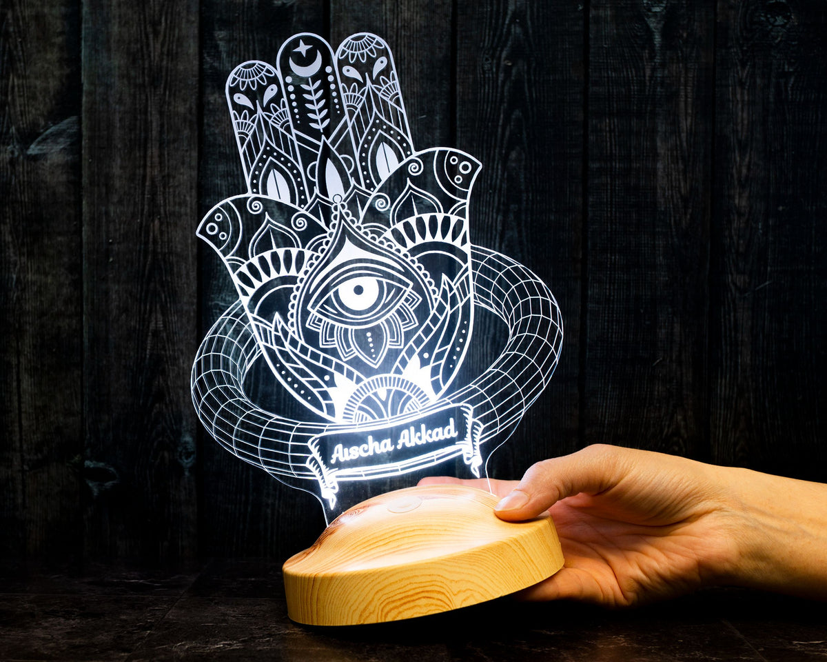 Hamsa Ramadan Decoration Islamic Eid Mubarak Decoration 3D LED Lamp 