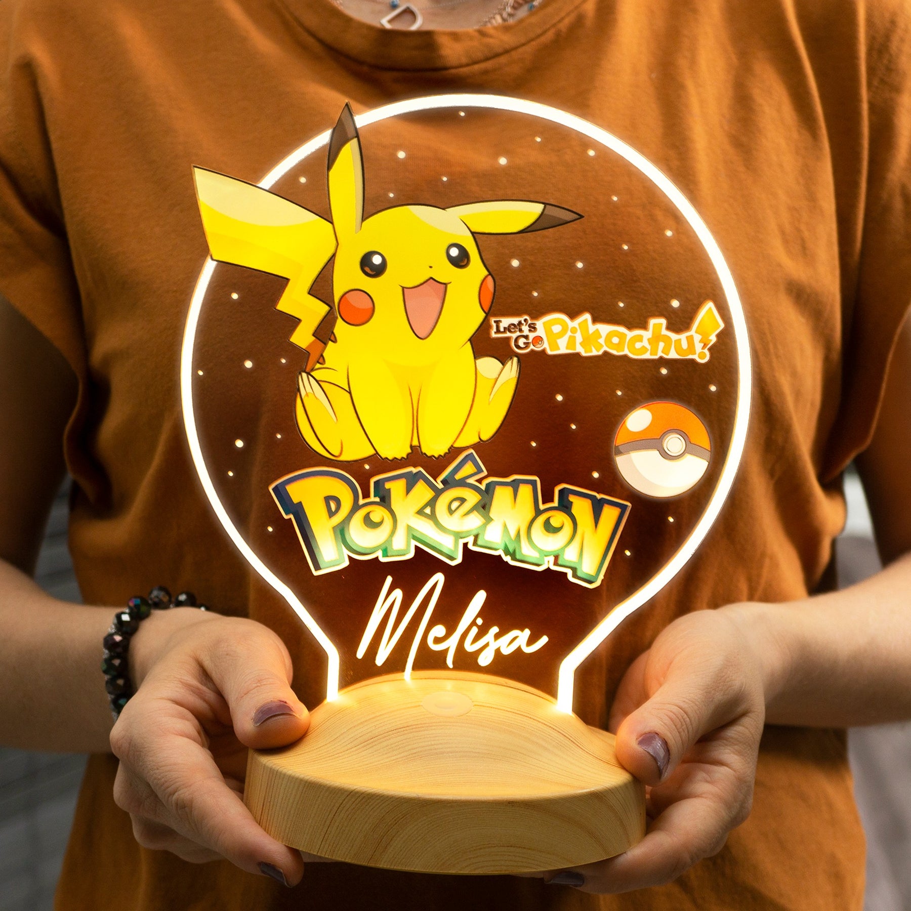 Personalized children's room lamp with UV print Pikachu