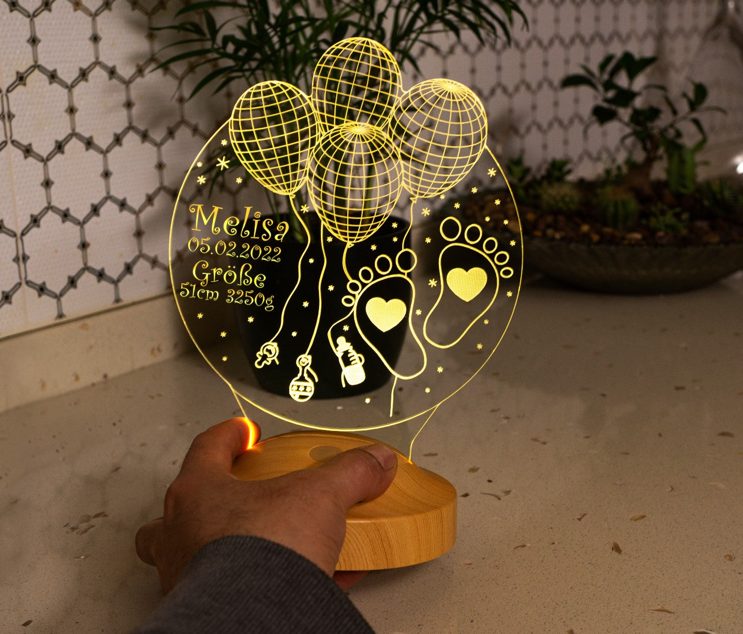 Welcome Baby Personalized lamp with text of your choice