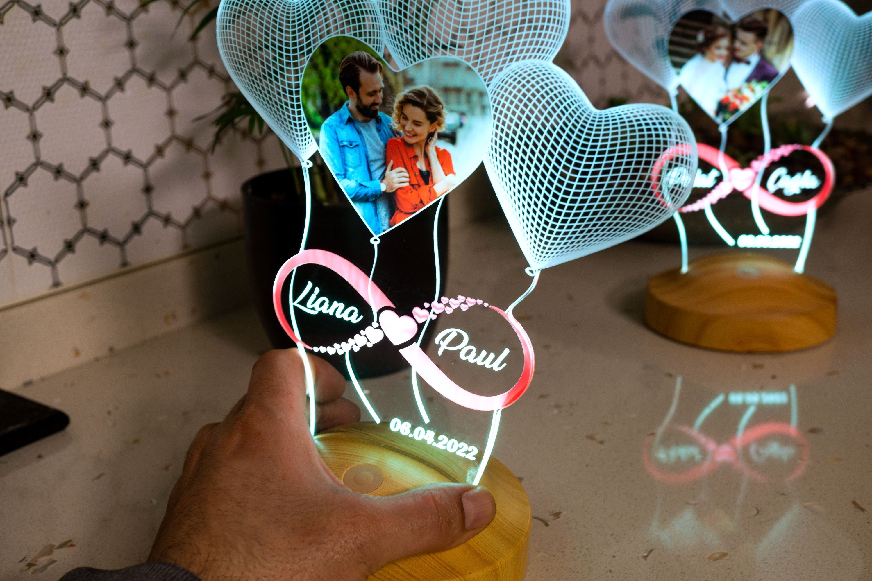 Photo lamp with desired text &amp; picture night light Infinite love 