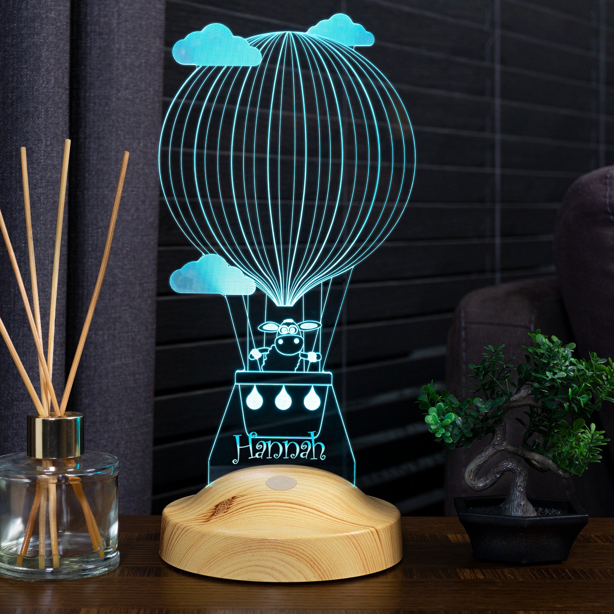 Sheep in a Hot Air Balloon Personalized Gifts Lamp with custom text